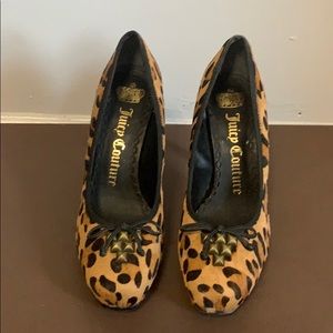 Juicy Couture leopard print calf hair pumps